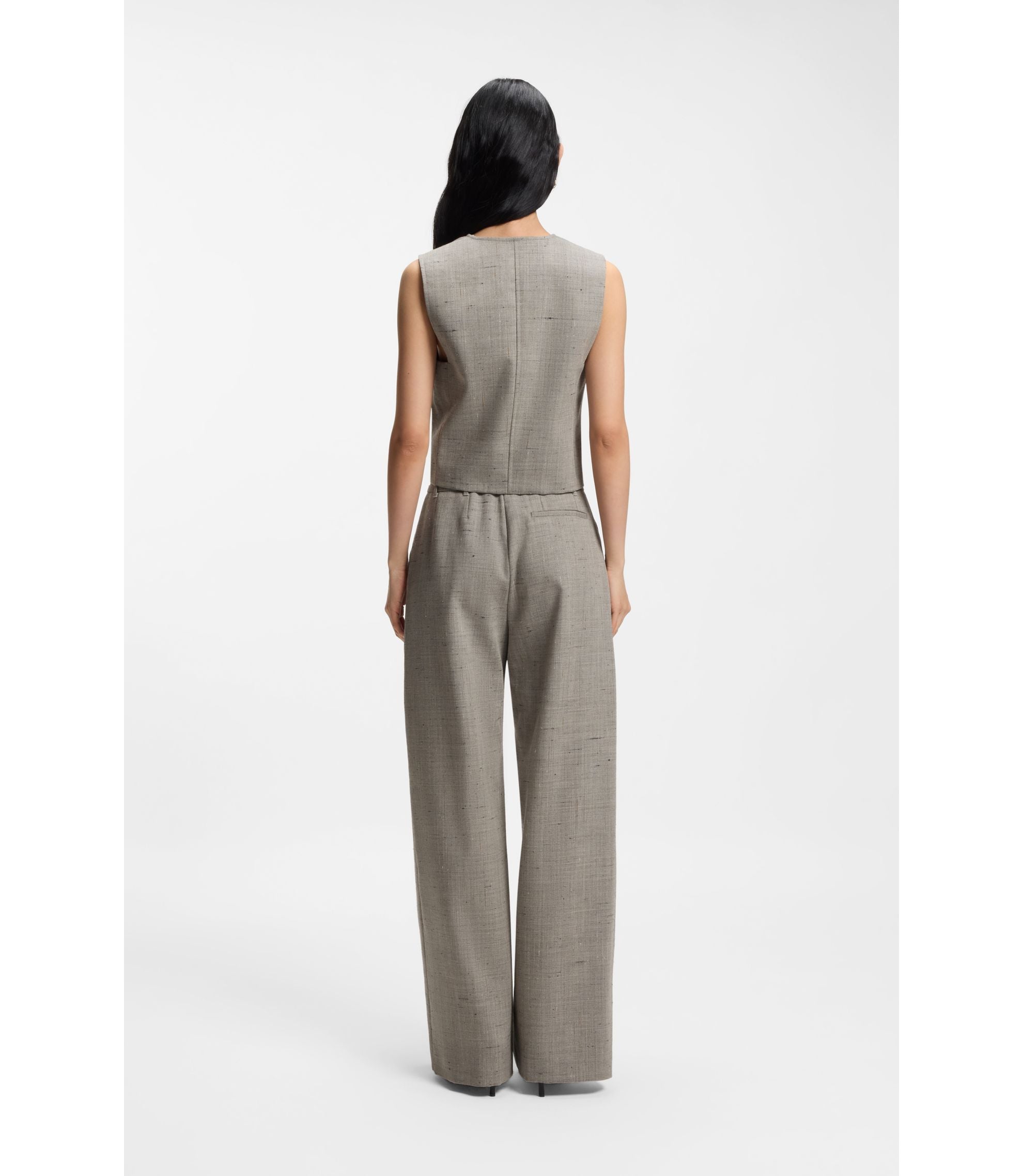 Boss Regular Fit Trousers In A Wool Blend Patterned Women's