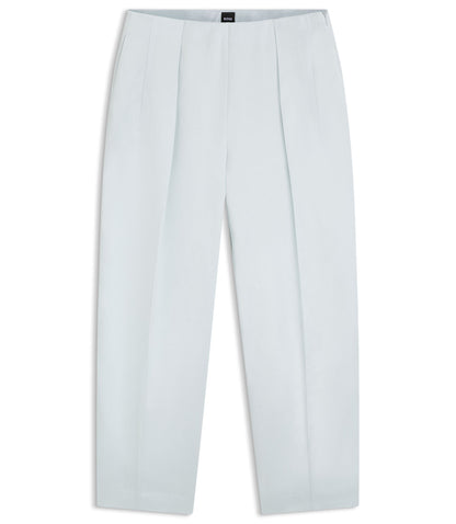 Boss Relaxed Fit Trousers In Soft Sateen Light Blue Women's