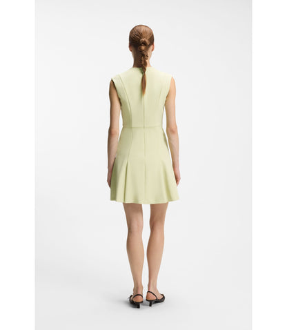 Hugo Sleeveless Dress With Gold Tone Flower Brooch Light Yellow Women's