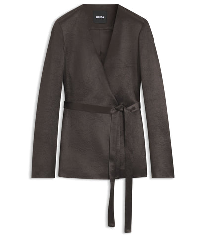 Boss Slim Fit Blazer In Lustrous Twill Dark Brown Women's