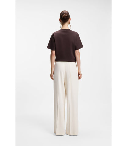 Boss Relaxed Fit Trousers With Wide Leg White Women's