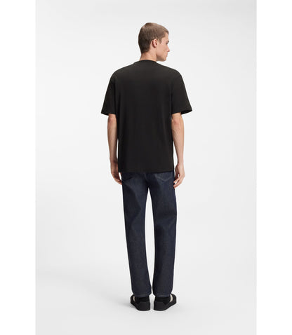 Hugo Cotton Jersey T Shirt With Embroidered Artwork Black