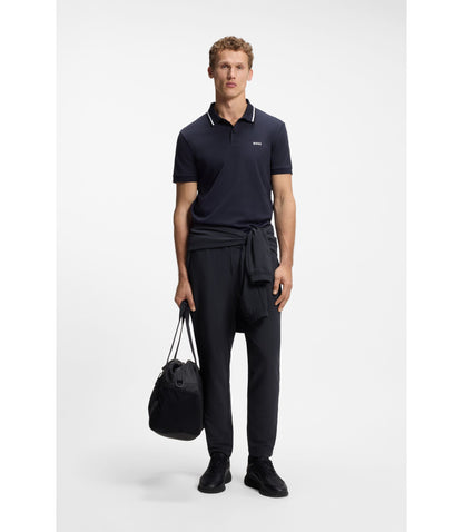 Boss Zip Frame Tracksuit Bottoms In Waffle Fabric Dark Blue