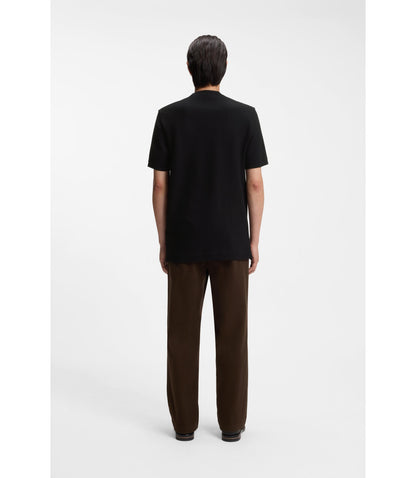 Boss Basket Weave T Shirt In Mercerised Cotton Black