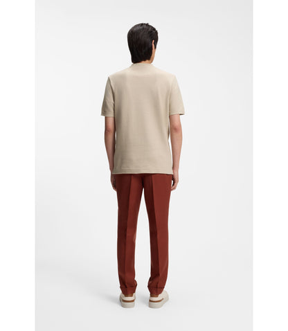 Boss Basket Weave T Shirt In Mercerised Cotton Khaki