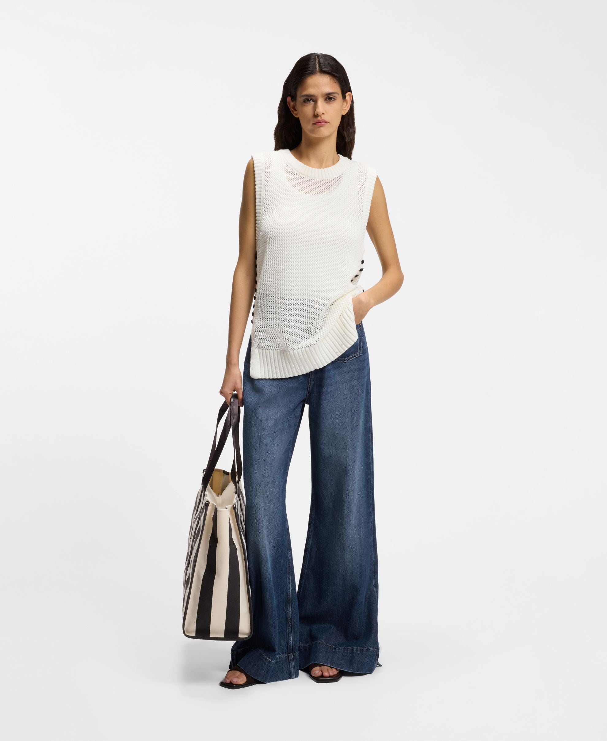 Boss Flared Fit Jeans In Blue Denim Dark Blue Women's