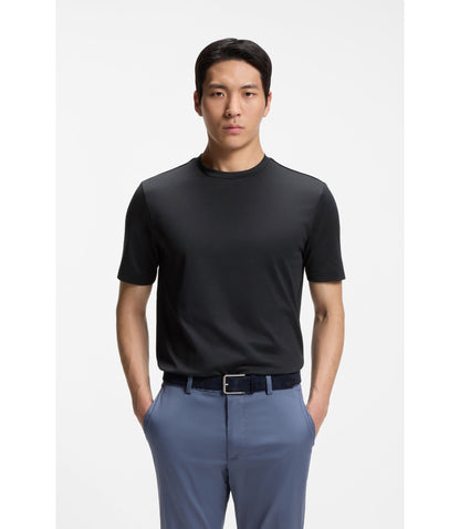 Boss Performance T Shirt In A Cotton Blend Dark Blue