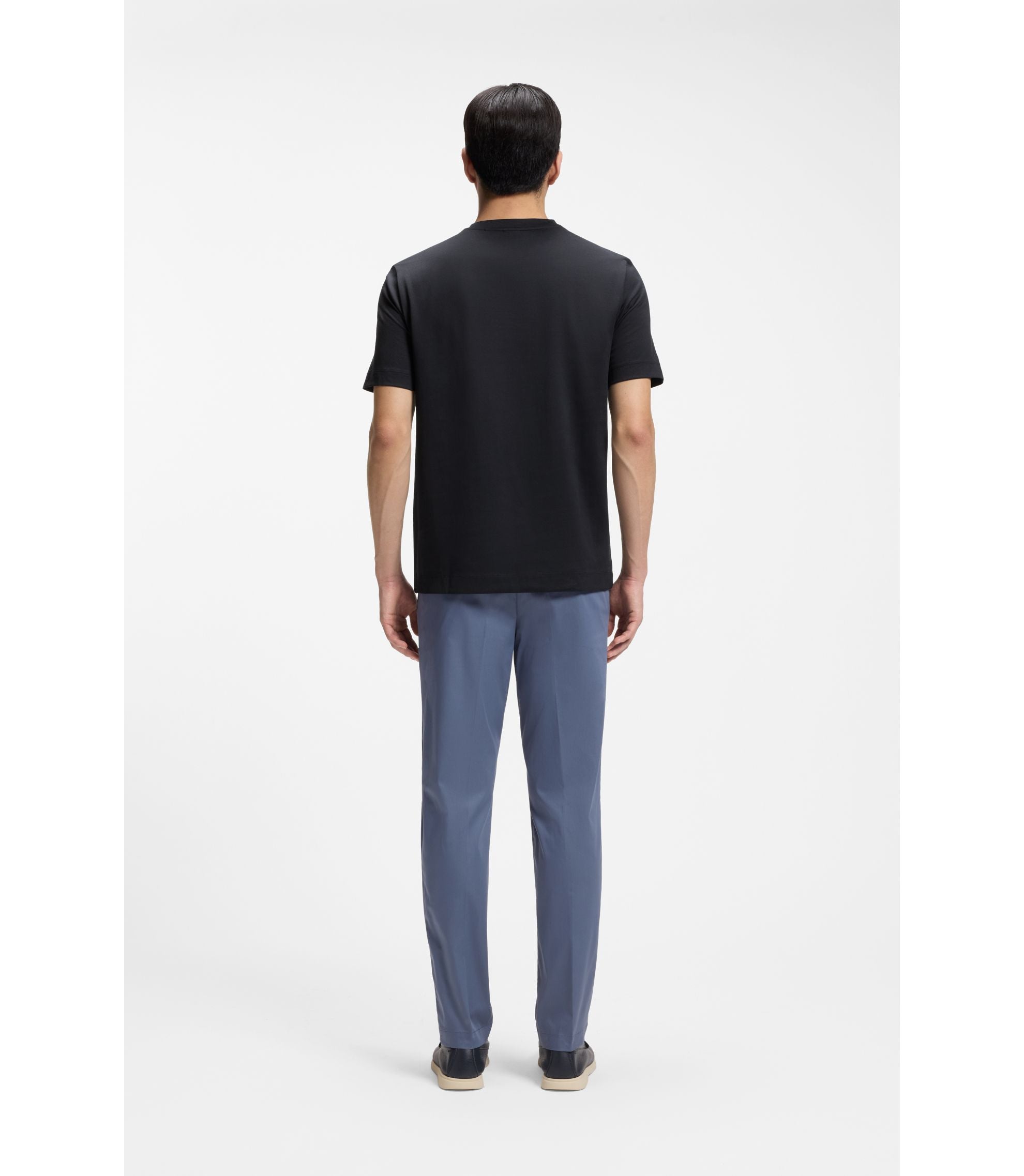 Boss Performance T Shirt In A Cotton Blend Dark Blue