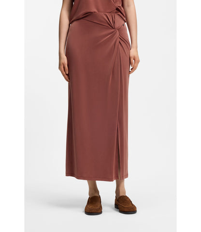 Boss Jersey Maxi Skirt With Twist Detail Dark Red Women's