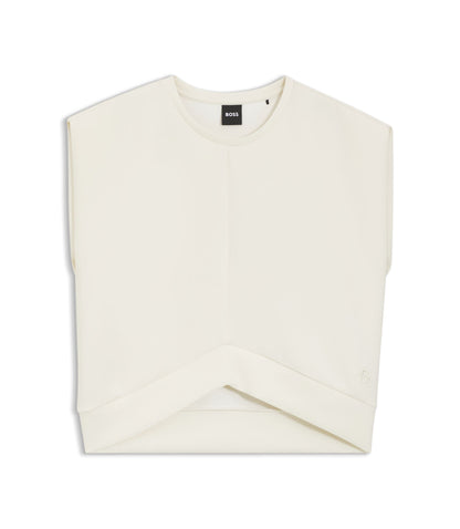 Boss Loose Fit Sweatshirt With V Cut Hemline White Women's