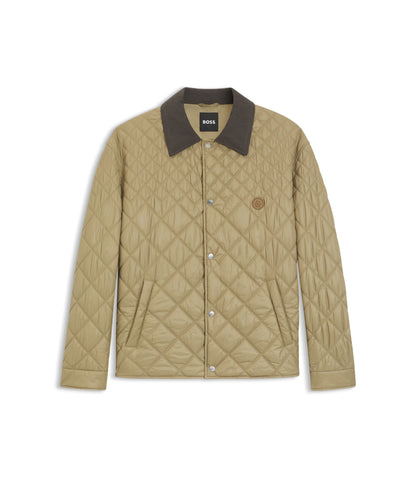 Boss Water Repellent Jacket With Mixed Quilting Khaki