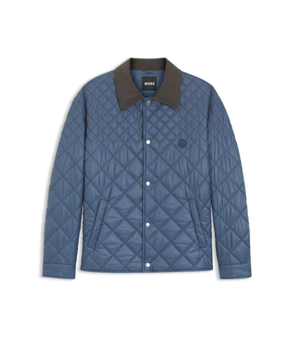 Boss Water Repellent Jacket With Mixed Quilting Light Blue