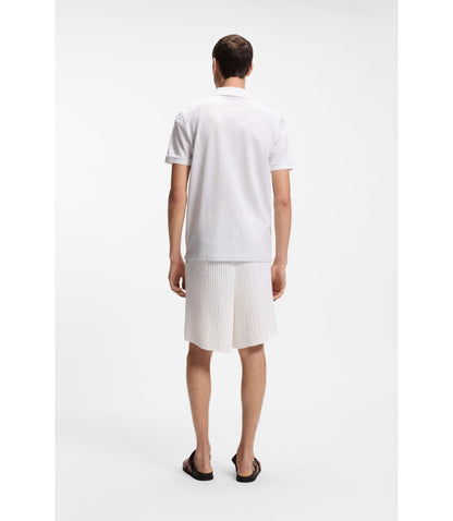 Boss Jacquard Pattern Polo Shirt In Cotton White