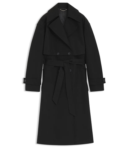 Boss Belted Trench Coat In Stretch Cotton Black Women's