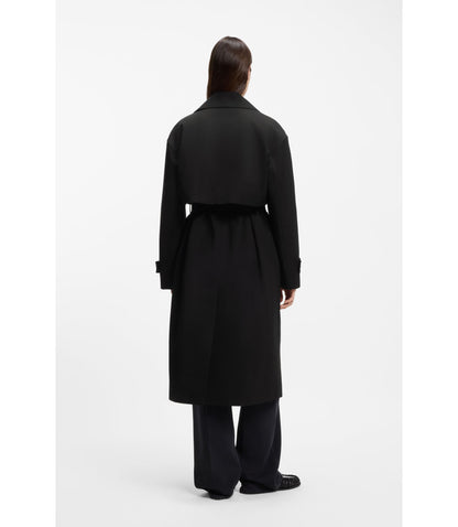 Boss Belted Trench Coat In Stretch Cotton Black Women's