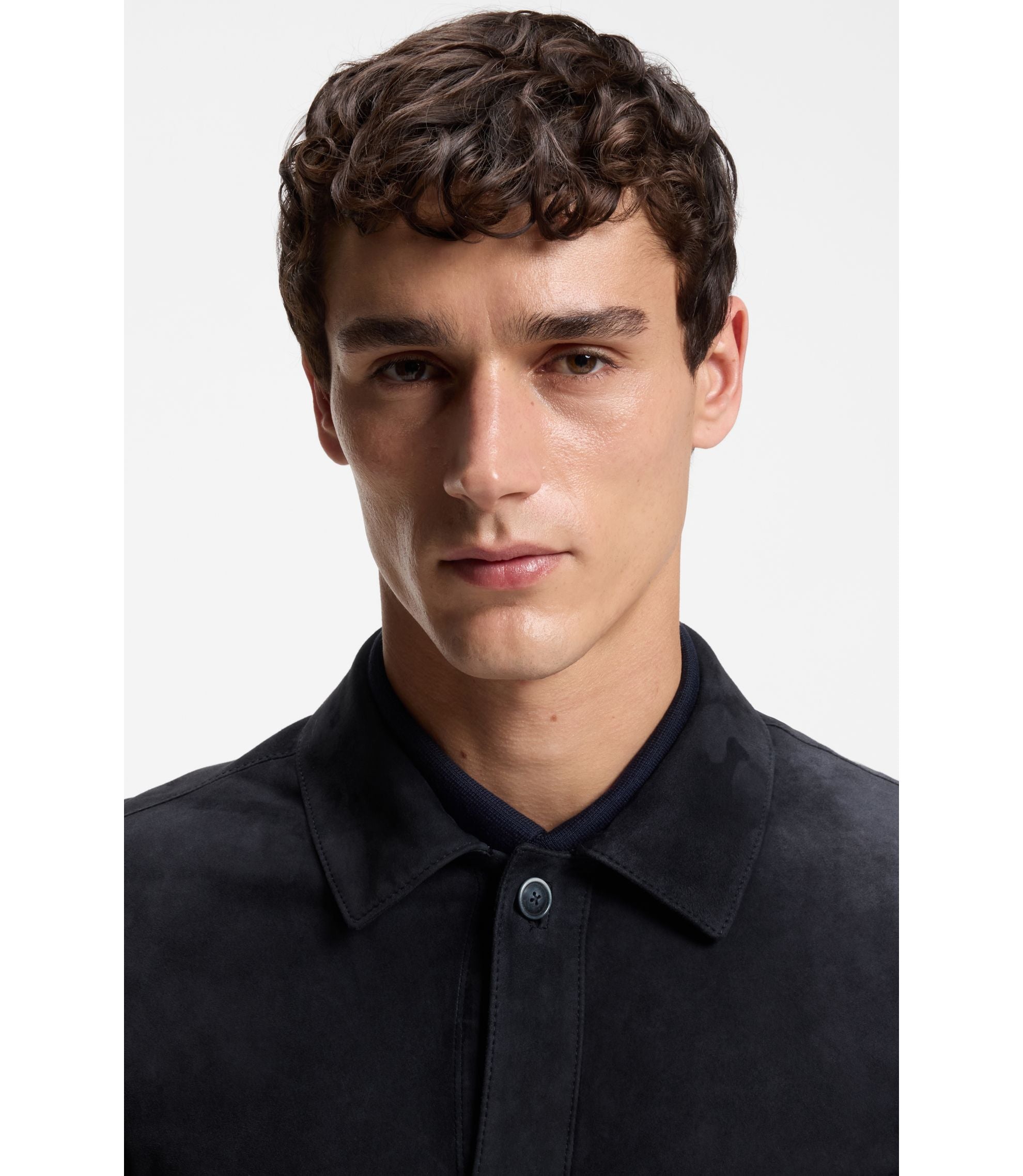 Boss Metis Suede Shirt With Nappalan Inner Dark Blue