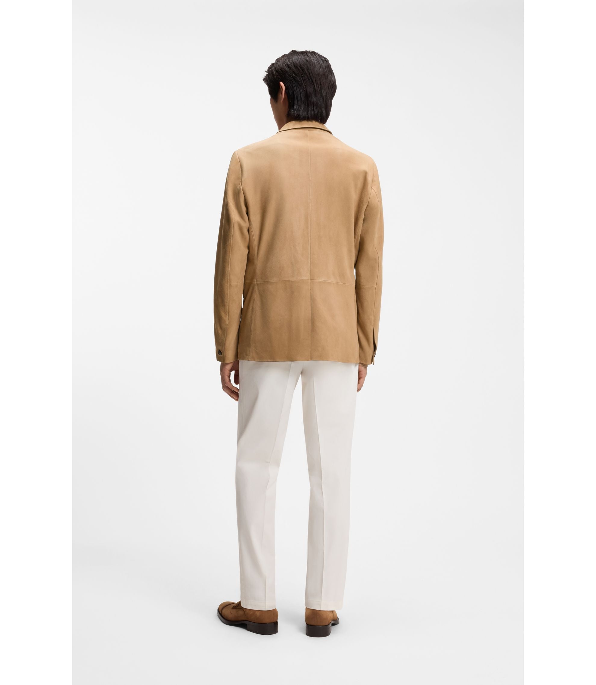 Boss Suede Blazer With Amf Stitching Beige