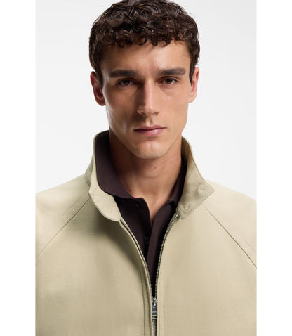 Boss Cotton Stretch Bomber Jacket With Zip Light Beige