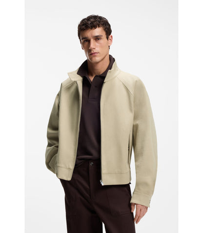 Boss Cotton Stretch Bomber Jacket With Zip Light Beige