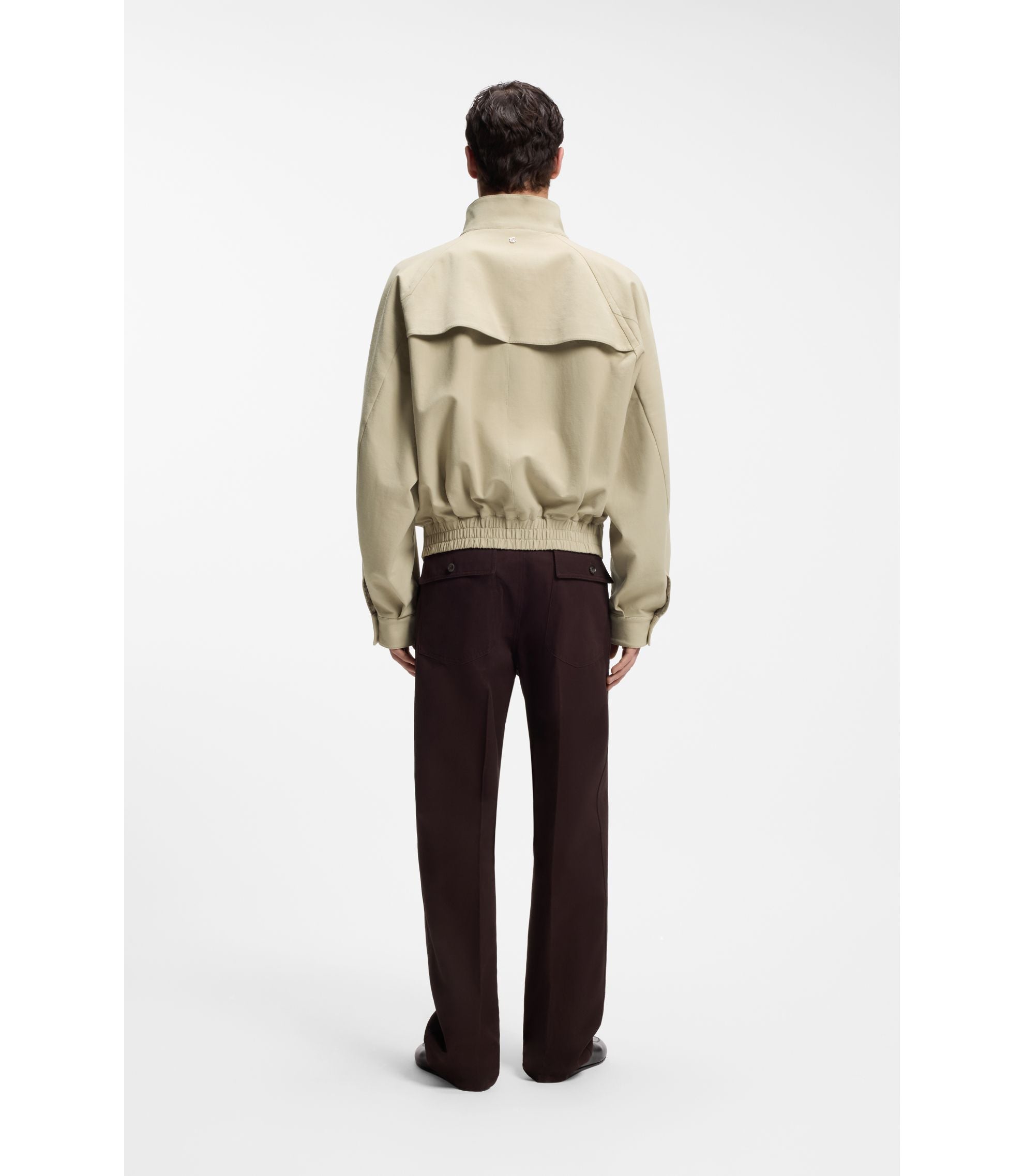 Boss Cotton Stretch Bomber Jacket With Zip Light Beige