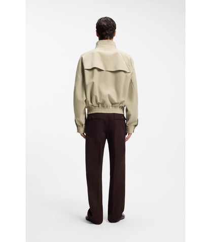 Boss Cotton Stretch Bomber Jacket With Zip Light Beige