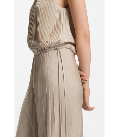 Boss Pliss Pleat Jumpsuit With Halterneck Light Beige Women's