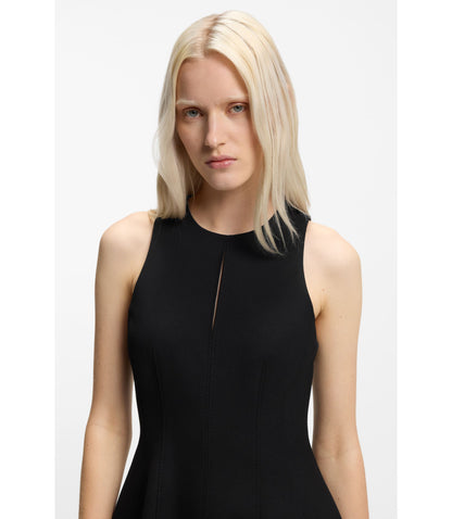 Hugo Keyhole Neckline Mini Dress In Stretch Twill Black Women's