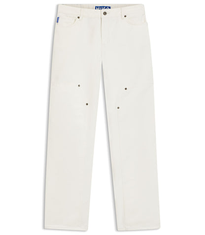 Hugo Ecru Baggy Fit Jeans In Rigid Denim White Women's