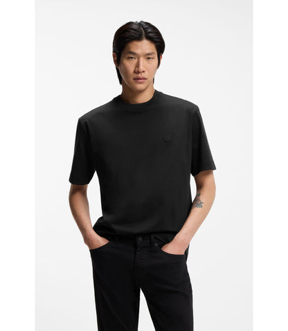 Boss Mercerised Cotton T Shirt With Double B Monogram Black