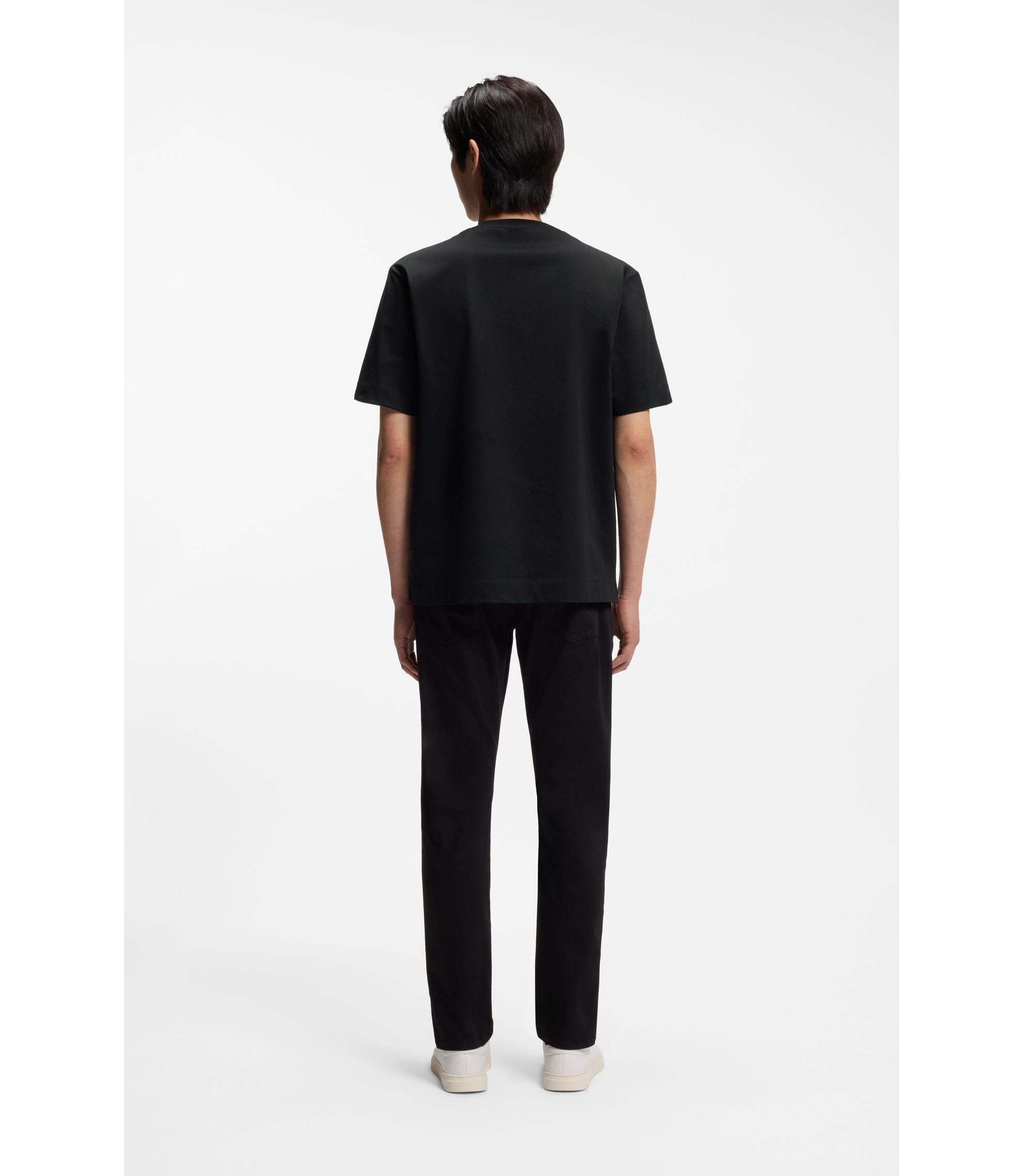 Boss Mercerised Cotton T Shirt With Double B Monogram Black
