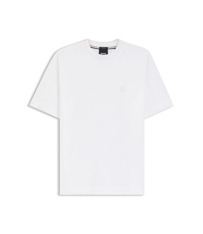 Boss Mercerised Cotton T Shirt With Double B Monogram White