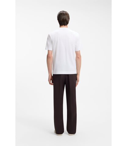 Boss Mercerised Cotton T Shirt With Double B Monogram White