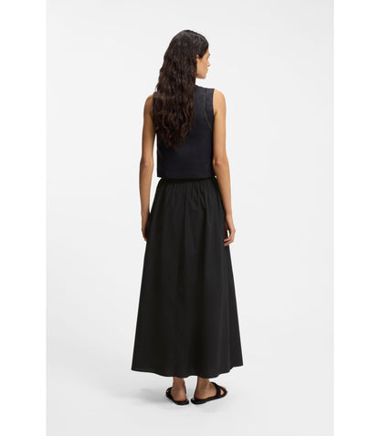 Boss Eyelet Belt Skirt In Cotton Poplin Black Women's