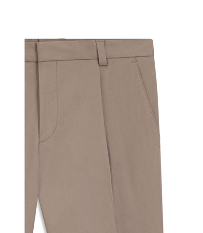 Hugo Slim Fit Pants In Paper Touch Stretch Cotton Light Brown