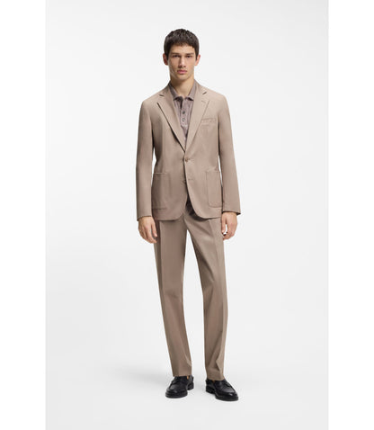 Hugo Slim Fit Pants In Paper Touch Stretch Cotton Light Brown