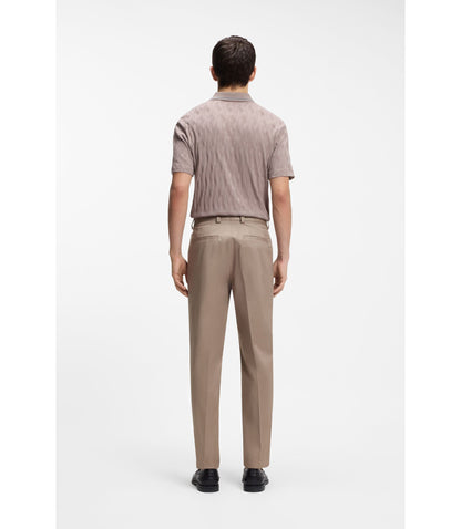 Hugo Slim Fit Pants In Paper Touch Stretch Cotton Light Brown