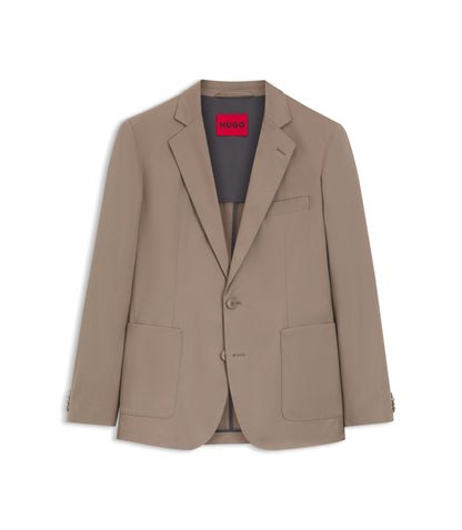 Hugo Slim Fit Jacket In Stretch Cotton Light Brown