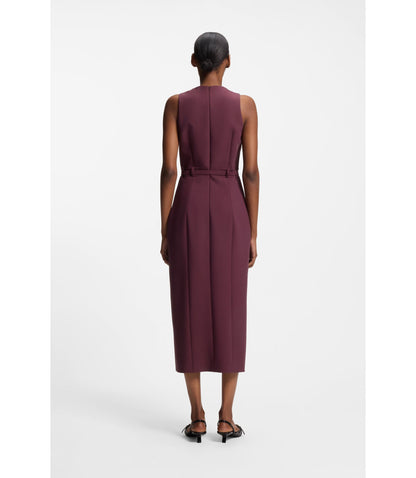 Hugo Buckle Detail Dress With V Neckline Dark Purple Women's