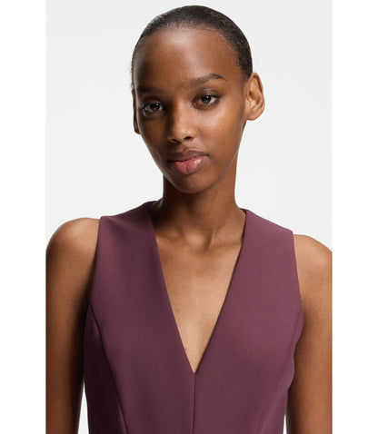 Hugo Buckle Detail Dress With V Neckline Dark Purple Women's