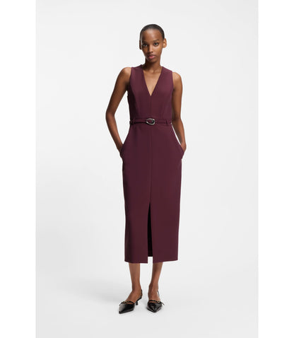 Hugo Buckle Detail Dress With V Neckline Dark Purple Women's
