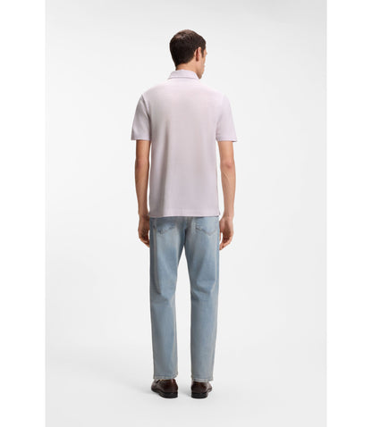 Boss Regular Fit Polo Shirt In Cotton And Linen Light Purple