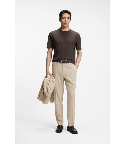 Boss Cotton Linen T Shirt In A Regular Fit Dark Brown