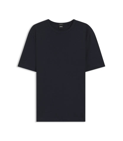 Boss Cotton Linen T Shirt In A Regular Fit Dark Blue