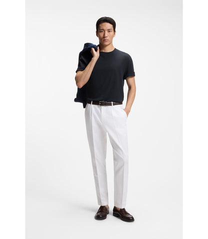 Boss Cotton Linen T Shirt In A Regular Fit Dark Blue