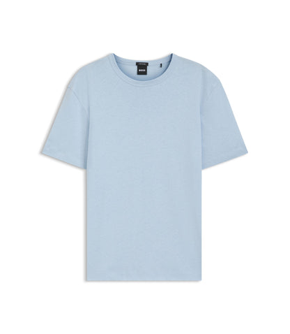 Boss Cotton Linen T Shirt In A Regular Fit Light Blue