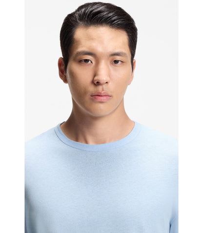 Boss Cotton Linen T Shirt In A Regular Fit Light Blue