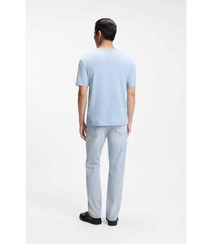 Boss Cotton Linen T Shirt In A Regular Fit Light Blue