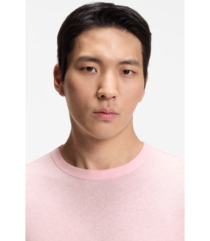 Boss Cotton Linen T Shirt In A Regular Fit Light Pink