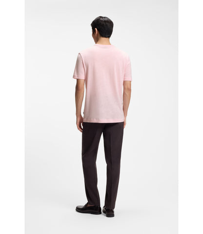 Boss Cotton Linen T Shirt In A Regular Fit Light Pink