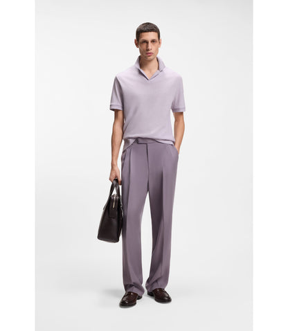 Boss Johnny Collar Polo Shirt In Cotton And Linen Light Purple